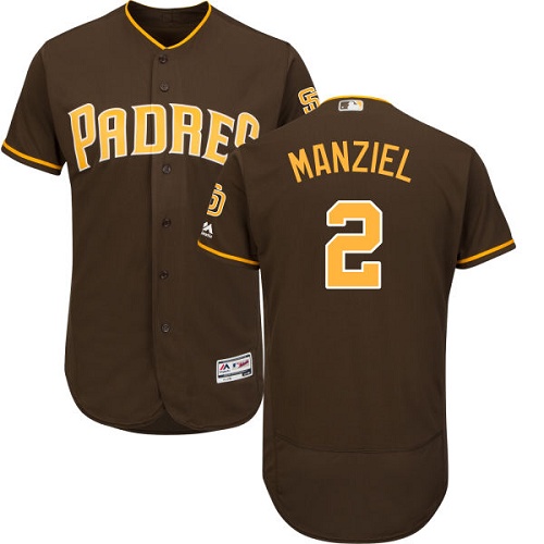 Padres #2 Johnny Manziel Brown Flexbase Authentic Collection Stitched MLB Jersey - Click Image to Close